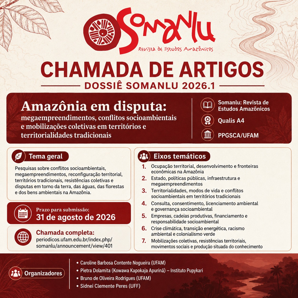 Chamada de Artigos | Dossiê Somanlu 2026.1